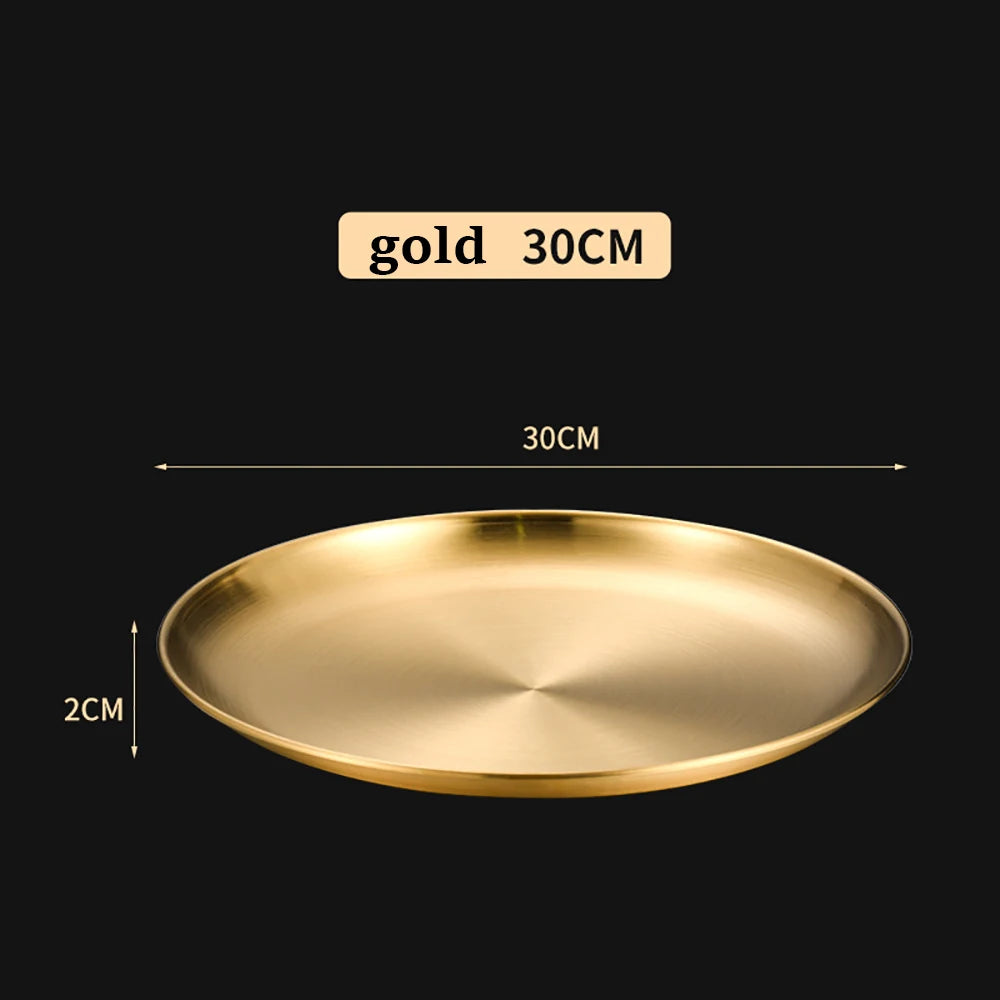 Round Stainless Steel Serving Tray