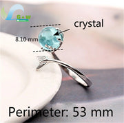 Mermaid Theme Adjustable Open Ring Blue Crystal Fish Tail Korean Minimalist Forest Style Stackable Finger Jewelry for Women Girl