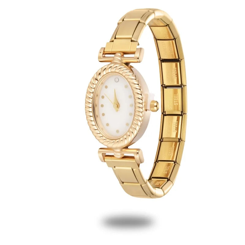 New Vintage Men Women's High Quality Oval Shape Stainless Steel Watch Bracelet Fit 9mm DIY Italian Charm Bangle Jewelry Gifts