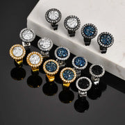 Hip Hop Broken Zircon Stud Earrings for Men Boys,Anti Allergy Round Small Metal Earrings,Rock Punk Jewelry Gifts