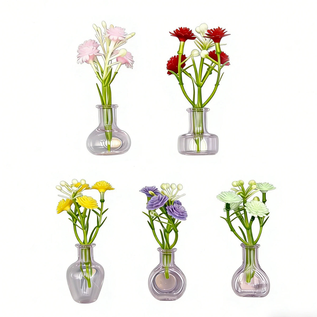 Mini Glass Vase Refrigerator Magnet Set