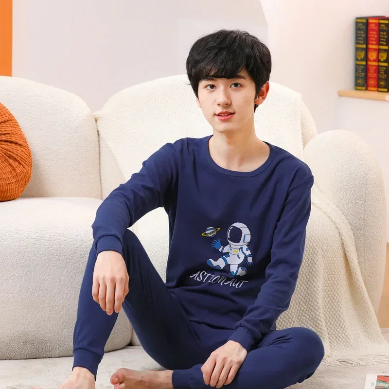 Teens Pajamas Long Sleeves 100% Cotton Pyjamas Big Kids Clothes Sets Children Boys Sleepwear Pajamas For Girls 10 12 14 16 Years