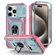 Case For iPhone 16 15 14 13 12 11 Pro Max Plus Mini XR XS X 8 7 Plus 7 8 SE  Heavy Duty with Camera 360 Degree Kickstand Cover