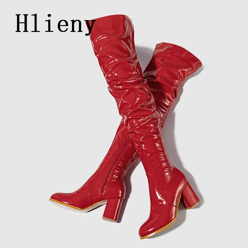 Patent Leather Thigh-High Boots