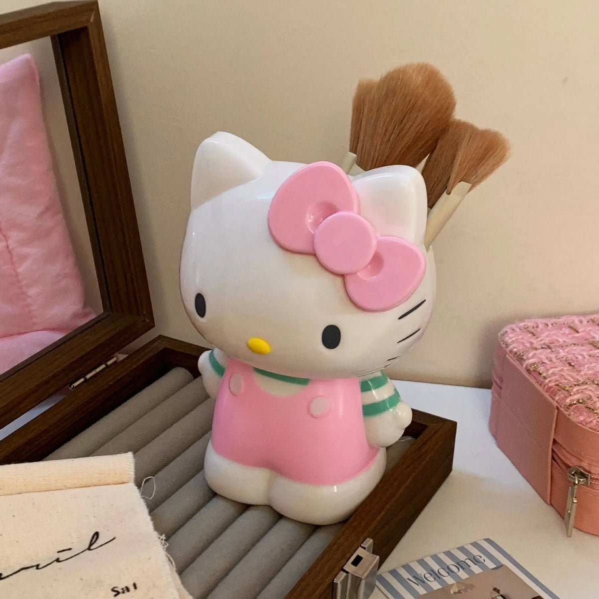 Cute Cartoon Desk Organizer Kawaii Cat Print Pencil Holder Pen Stand Office Storage Container For Women Teens Girls Gift daily