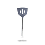 1-Pack Silicone Kitchenware Cooking Utensils Heat-resistant Stainless Steel Handle Soup Spoon Pasta Colander Kitchen Accessories