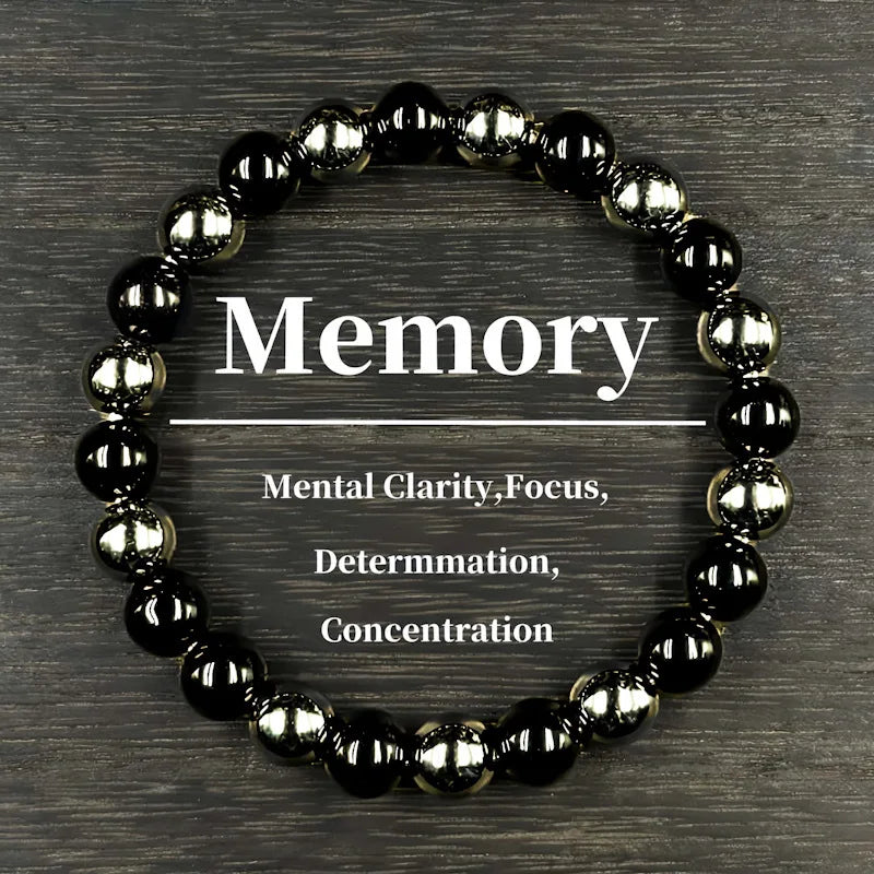 1Pc Men-Women Fashion Memory Bracelet Obsidian Hematite Beaded Bracelet Natural Stone Beads Jewelry Unique Birthday Holiday Gift