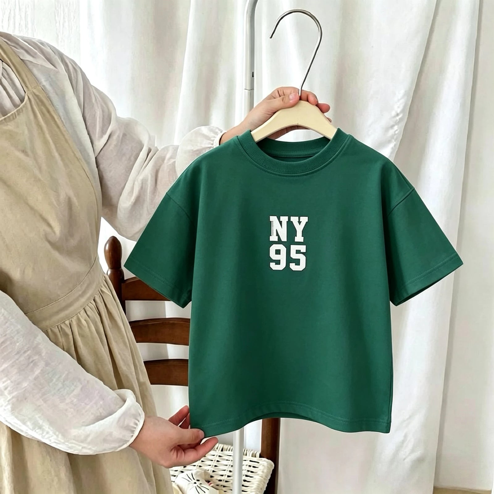 1-7 Age Girl Boy Clothing T-shirt Tops Short-sleeved Round Collar Casual Tshirts Children's Clothes Simple Versatile Kids Tshirt
