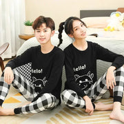 Teens Pajamas Long Sleeves 100% Cotton Pyjamas Big Kids Clothes Sets Children Boys Sleepwear Pajamas For Girls 10 12 14 16 Years