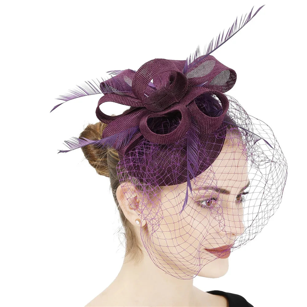 Women's Fascinator Hat Imitation Sinamay Feather Tea Party Pillbox Flower Derby Millinery Church Cocktail Headwear New Design