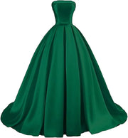Customized Strapless Satin Prom Dresses robes de soirée Long A-line Formal вечернее платье Evening Party Gowns with Pockets