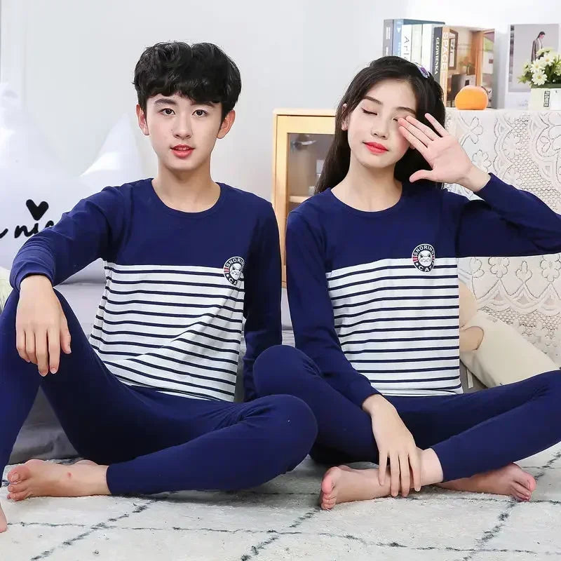 Teens Pajamas Long Sleeves 100% Cotton Pyjamas Big Kids Clothes Sets Children Boys Sleepwear Pajamas For Girls 10 12 14 16 Years