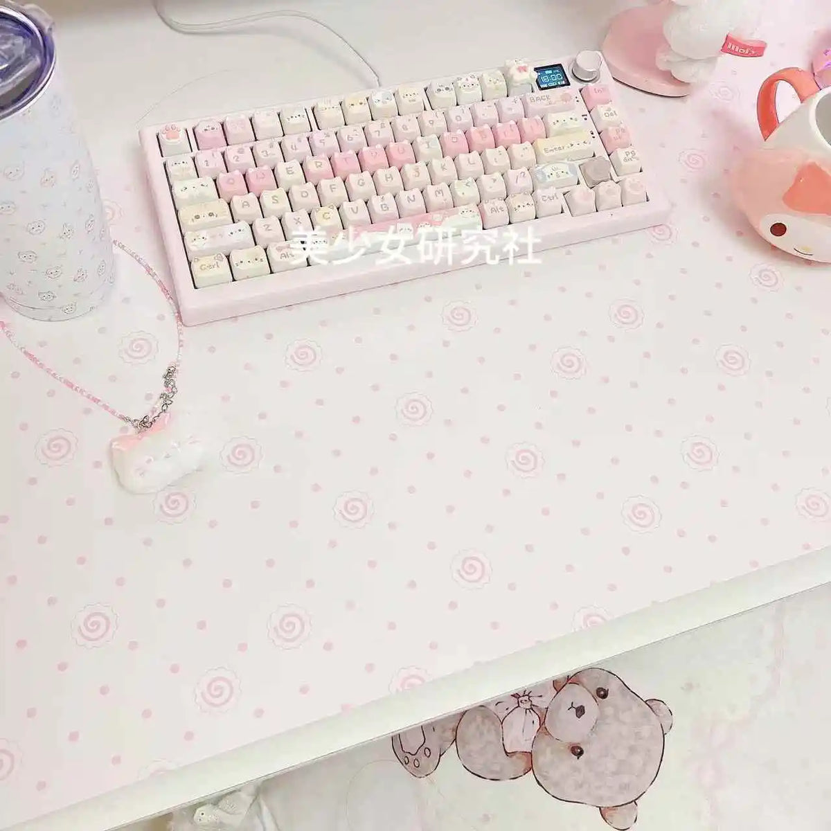 Original Pink Girl Mouse Pad PU Leather Waterproof Anti-slip Office Study Desk Mat Large Size Computer Keyboard Pad Placemats