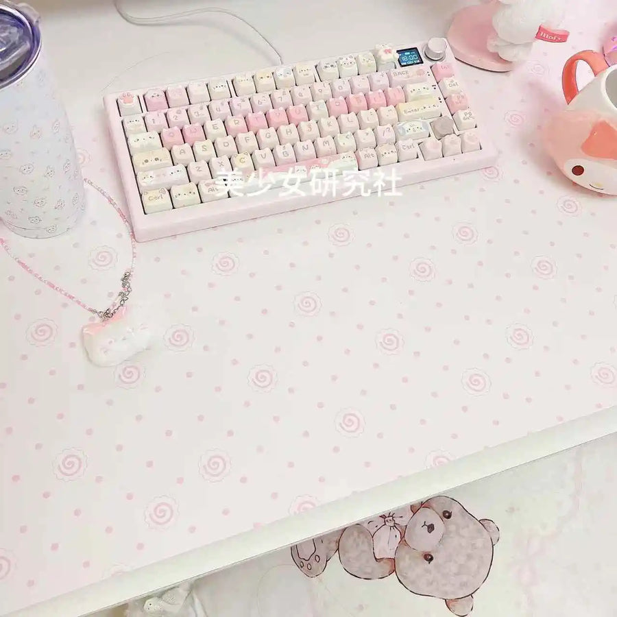 Original Pink Girl Mouse Pad PU Leather Waterproof Anti-slip Office Study Desk Mat Large Size Computer Keyboard Pad Placemats