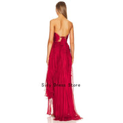 Pleated Lace Evening Dress