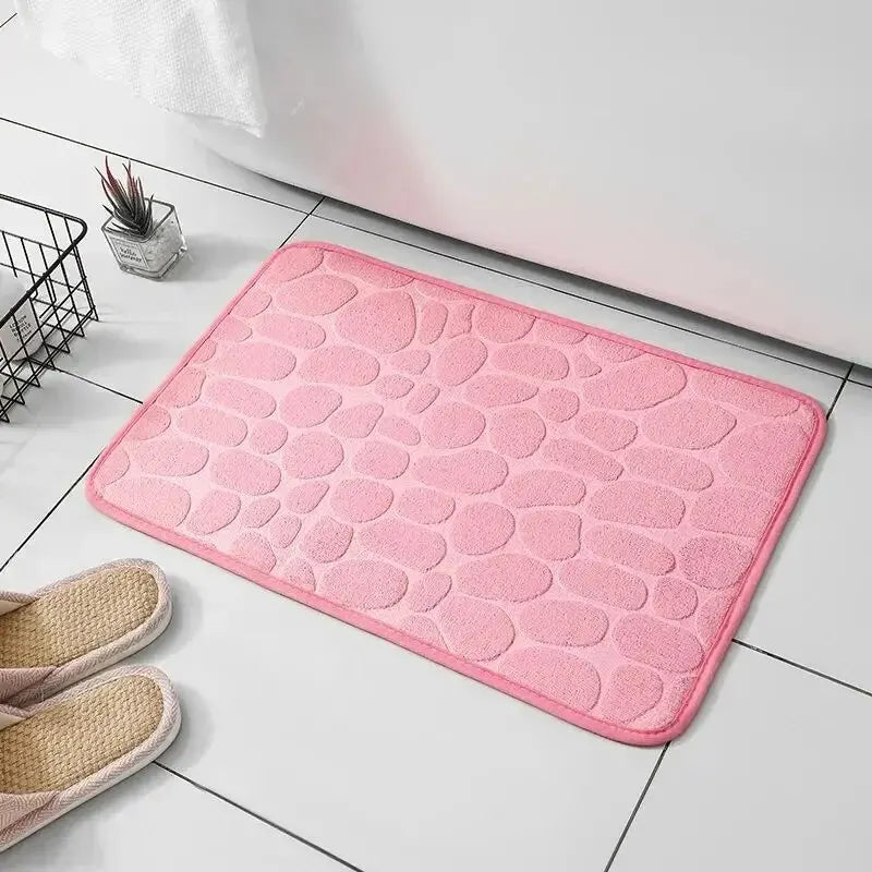 Pebble-Texture Microfiber Bath Mat — 60 × 40 cm, 1 Piece