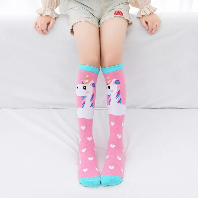 Spring Autumn Girls Cotton Ankle Short Lovely Stockings Cartoon Unicorn Kids Child Knee High Socks Infant Baby Over Knee Socks