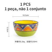 Bohemian Floral Ceramic Bowl — 4 or 6 Inches, 1 Piece