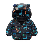 Kids Boys Baby Hooded Lightweight Jacket Cartoon Dinosaur Zipper Coats Girls Autumn Winter Warm Christmas Outerwear 0-5 Year Old