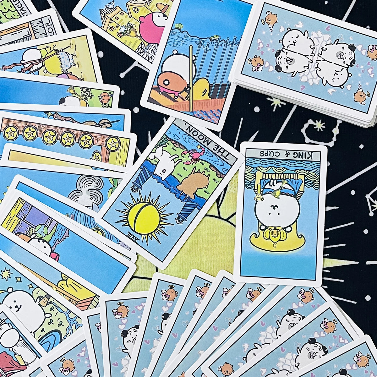 Cute Self-Mocking Bear Tarot Card Game Creative Tabletop Cartoon Tarot Cards Entertainment Poker Learning Card Deck Future Fortu