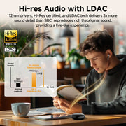 QCY MeloBuds Pro ANC Wireless Earphones Bluetooth 5.3 Hi-Res Audio with LDAC Earbuds 46dB Active Noise Cancellation Headphones