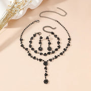 Black Crystal Tassel Jewelry Set