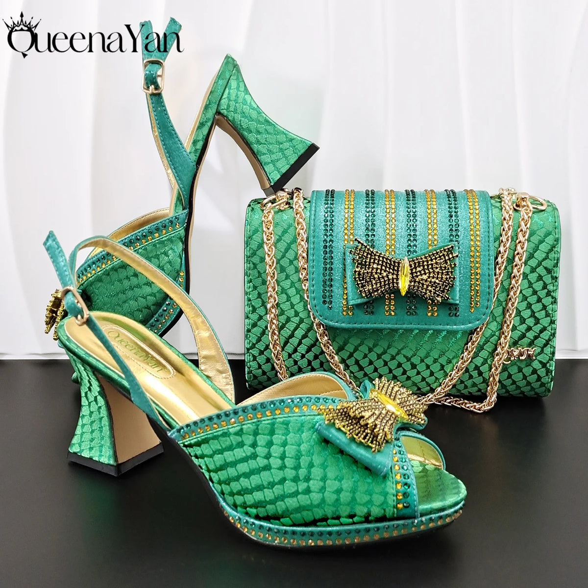 Rhinestone Ankle Strap Heels