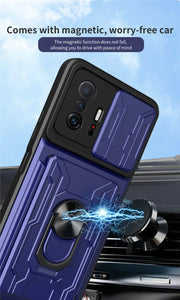 For Xiaomi 11T 11 T Pro Case Magnetic Ring Armor Card Slot Phone Cases for Xiaomi Mi 11T 11TPro Mi11T Stand Holder Back Cover