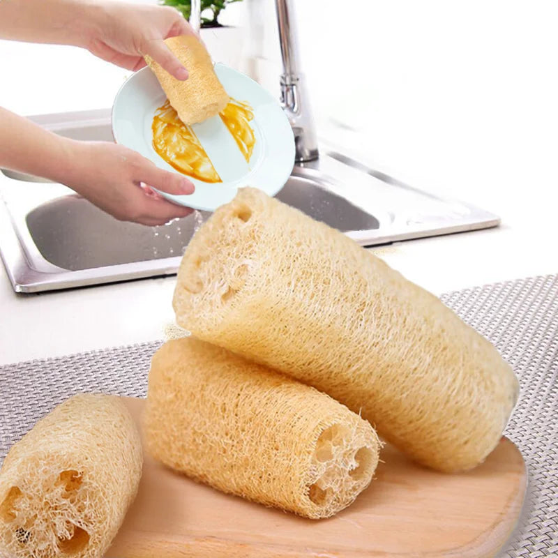 Natural Loofah Luffa Sponge Biodegradable Strong Cleaning Sponge Long Non-stick Dishwashing Artifact Pot Brush Dish Towels