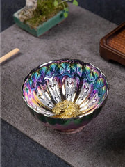 Peacock-Pattern Ceramic Teacup — Approximately 140 mL, 1 Piece
