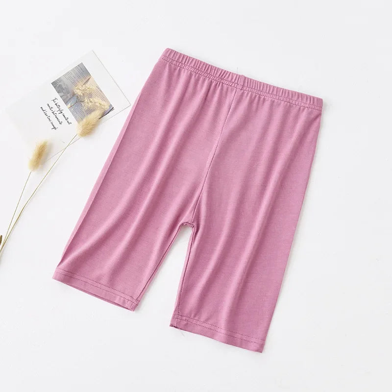 Summer Thin Children Clothing Candy Solid Color Modal Girls Leggings Knne Length Five Casual  Pants for Kids Clothes 2-12 Years