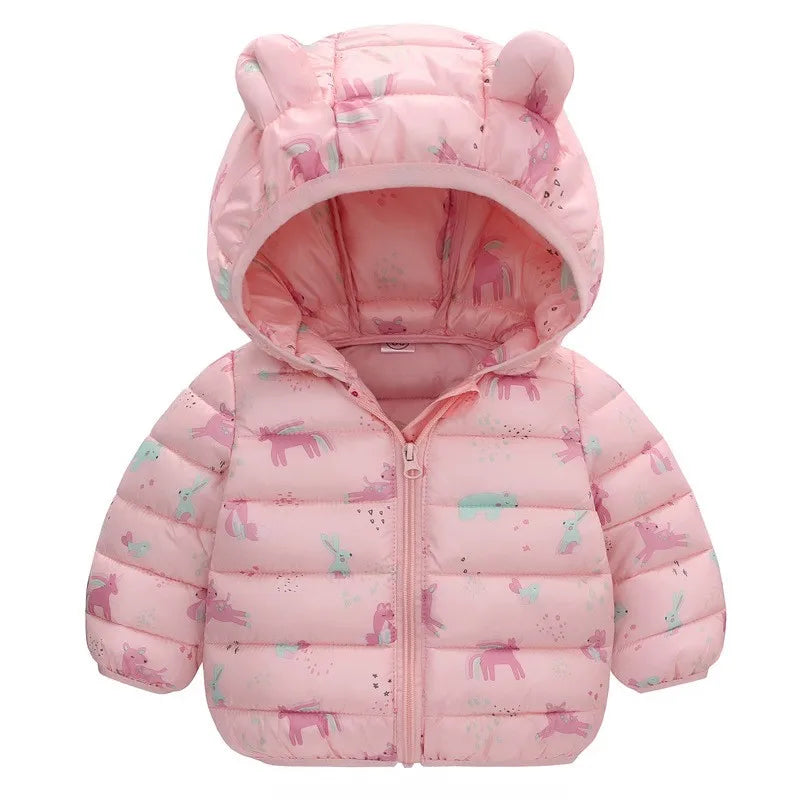 Kids Boys Baby Hooded Lightweight Jacket Cartoon Dinosaur Zipper Coats Girls Autumn Winter Warm Christmas Outerwear 0-5 Year Old