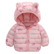 Kids Boys Baby Hooded Lightweight Jacket Cartoon Dinosaur Zipper Coats Girls Autumn Winter Warm Christmas Outerwear 0-5 Year Old
