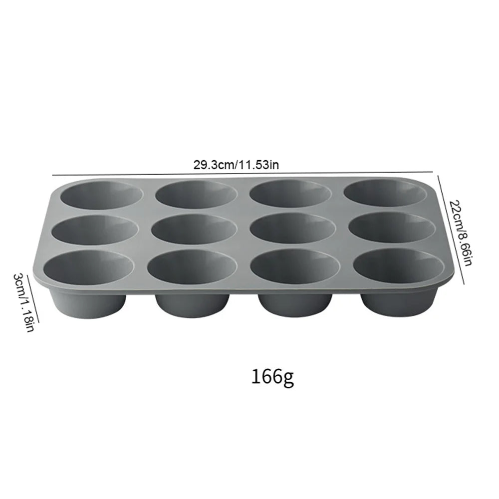 12 Holes Silicone Baking Mold for Baking 3D Bakeware Chocolate Round Sphere Mold Cupcake Pan Cake DIY Muffin Kitchen Tool
