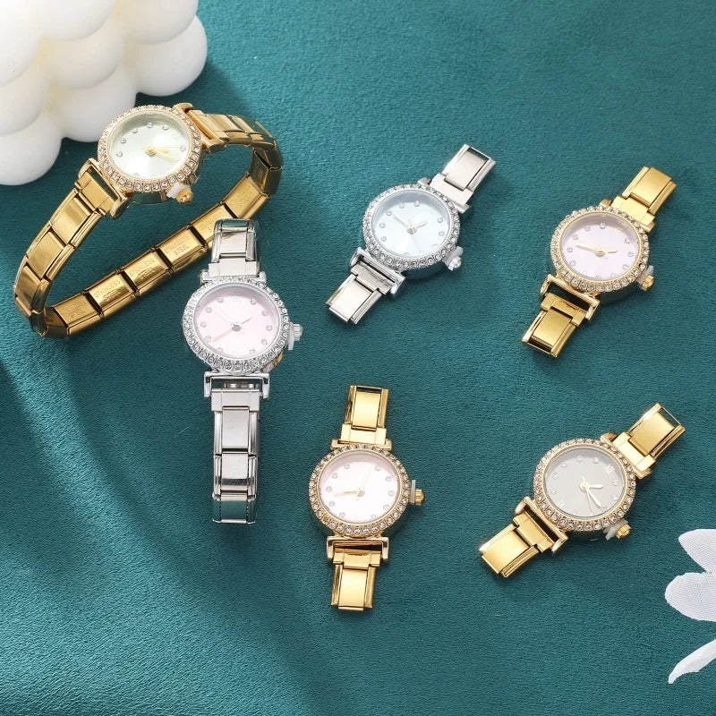 Fashion Luxury DIY 9MM Charm Stainless Steel Shiny Round Square Watch Bracelet Bangle High Quality Y2K Watch Head Christmas Gift