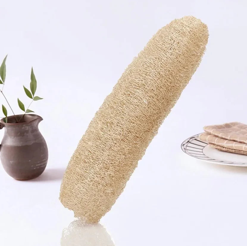 Natural Loofah Luffa Sponge Biodegradable Strong Cleaning Sponge Long Non-stick Dishwashing Artifact Pot Brush Dish Towels