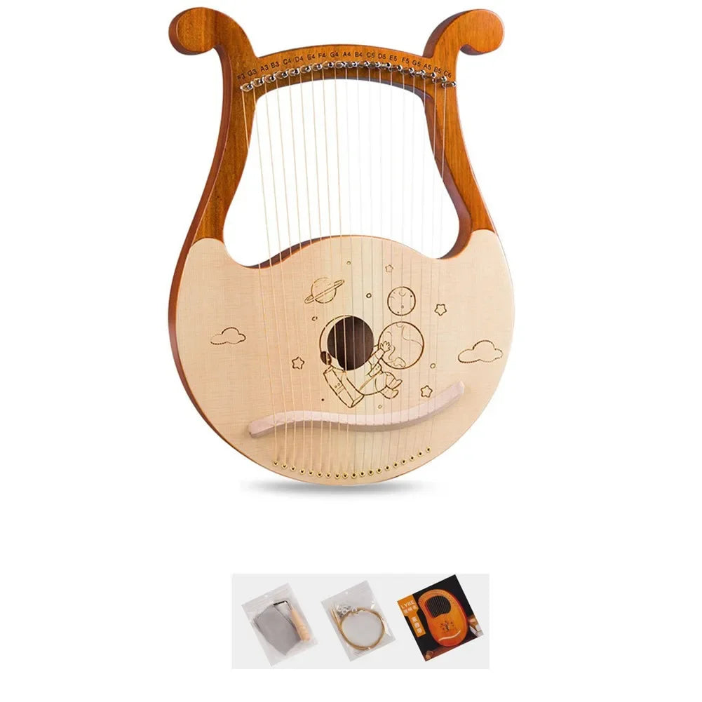 19-String Mahogany Lyre Harp