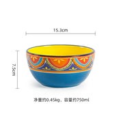 Bohemian Floral Ceramic Bowl — 4 or 6 Inches, 1 Piece