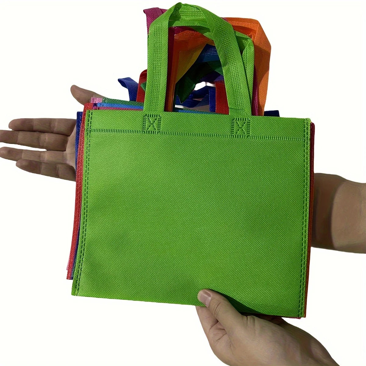 Non-Woven Party Tote Bags — 10 Pieces, Multicolor, 21 × 25 cm
