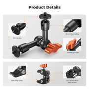 K&F CONCEPT Magic Arm Super Clamp Kit with 1/4" & 3/8" Thread Screw Articulating Friction Arm Cold Shoe Clamp Mount for Monitor