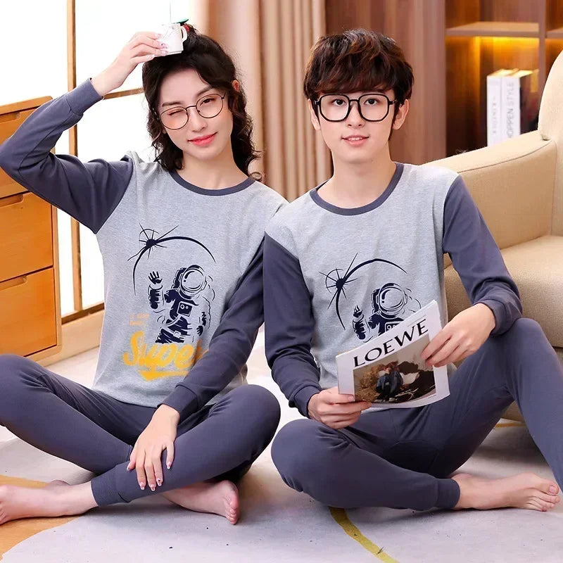 Teens Pajamas Long Sleeves 100% Cotton Pyjamas Big Kids Clothes Sets Children Boys Sleepwear Pajamas For Girls 10 12 14 16 Years