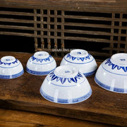 4--10 Inch Ceramic Bowls Jingdezhen Blue and White Porcelain Ramen Bowls Home Exquisite Salad Bowls Kitchen Ceramic Tableware