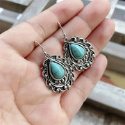 2026 New European and American Pine Stone Eardrops for Women, Water Drop Art Retro Jewelry, Elegant Ethnic Style Fashion Jewelry