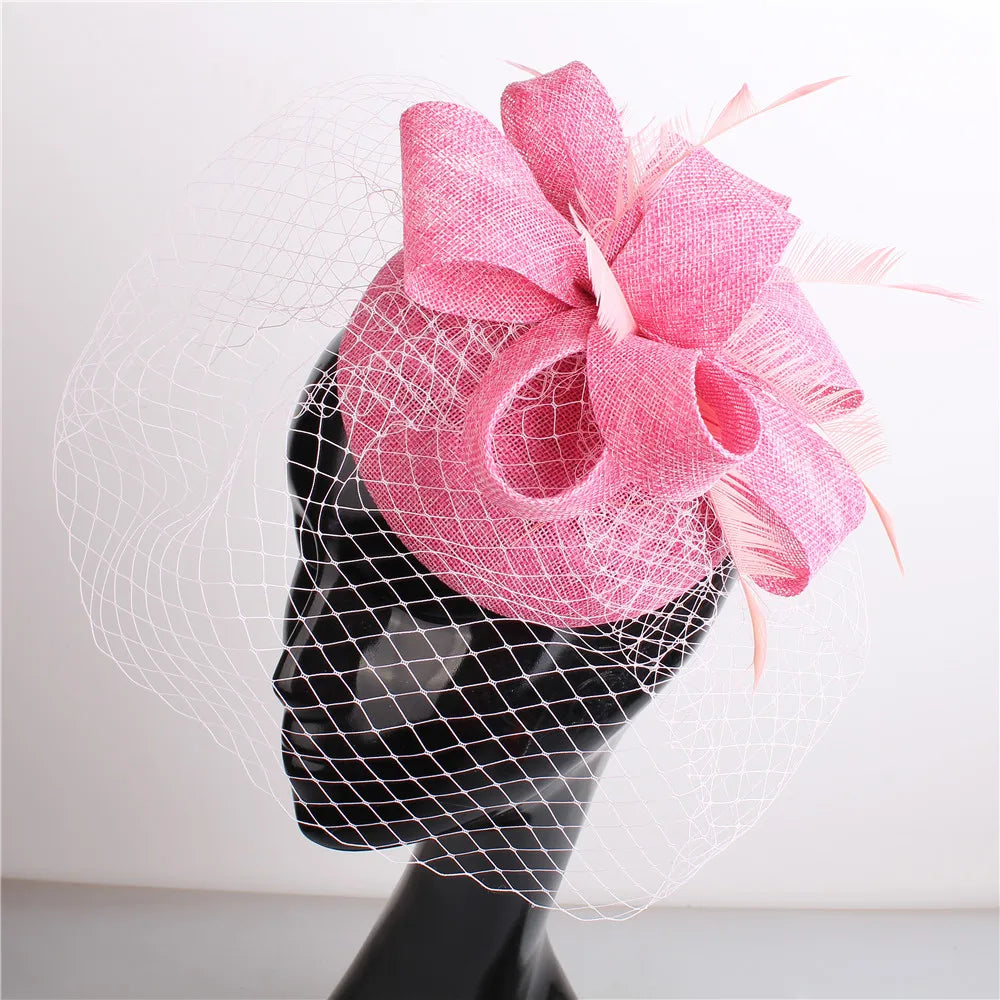 Women's Fascinator Hat Imitation Sinamay Feather Tea Party Pillbox Flower Derby Millinery Church Cocktail Headwear New Design