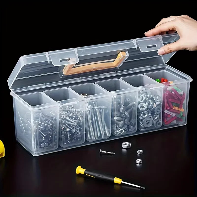 Transparent Parts Organizer Box — Single Box or 7-Piece Configuration