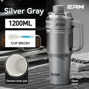 Handled Vacuum-Insulated Tumbler — 1200ml, Steel or Ceramic-Lined