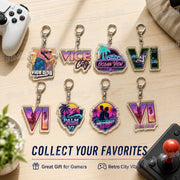 Classic Game Vice City Keychains for Accessories Bag Charm San Andreas Pc Games  Lovers Keyring Jewelry Fans Gifts
