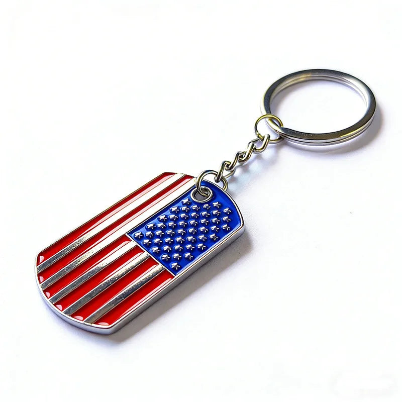 Simple Stylish American Flag Keychains Star Bar Flag Alloy Drip Oil Key Ring Best Party Gift Jewelry