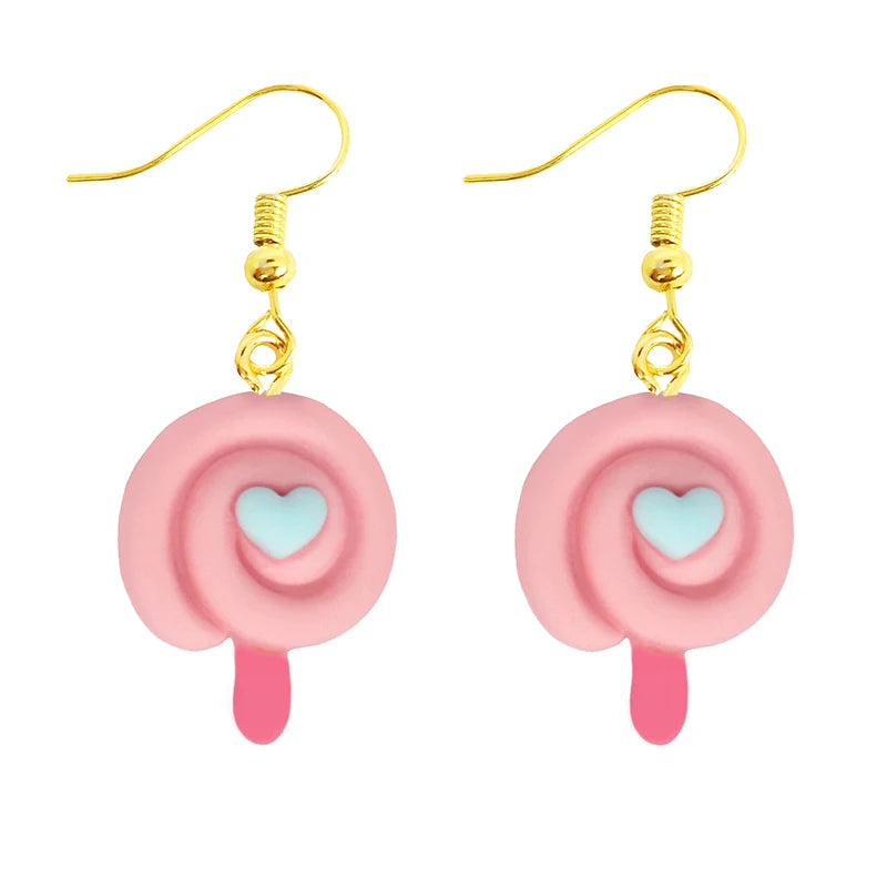 Earrings For Women Girls Cute Foods Hamburg Pizza Chicken Leg Candy Bottle Handmade Candy Kids Funny Resin