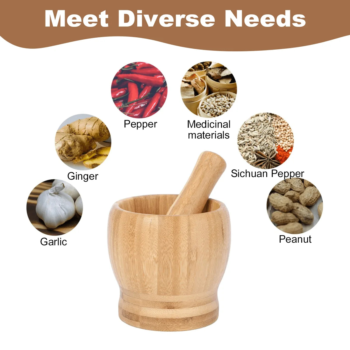 Leeseph Bamboo Mortar and Pestle Set